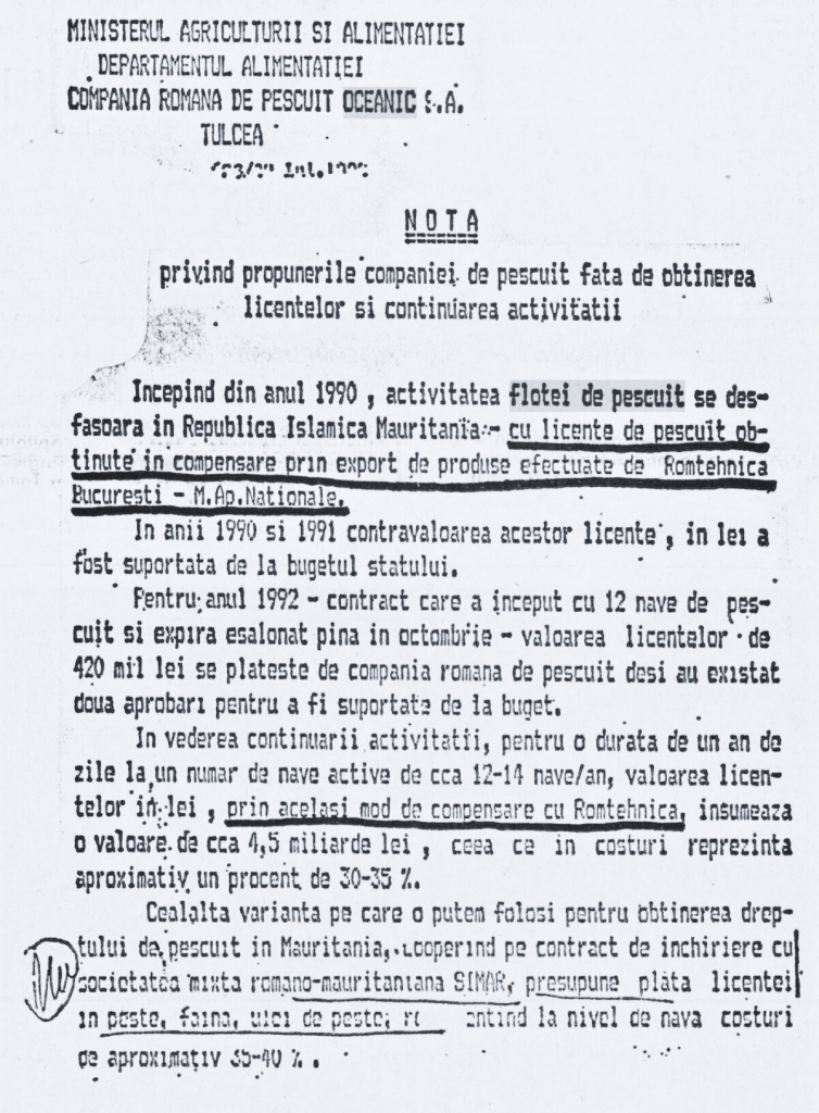 Document publicat în cotidianul "Evenimentul Zilei" Nr. 127 din 17 noiembrie 1992